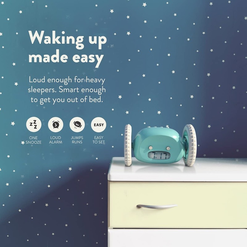 Clocky The Original Runaway Alarm Clock blue