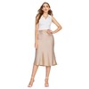 Verdusa Women's Elegant High Waist Satin A Line Flared Midi