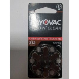 Rayovac Loud N' Clear Size 312 Child Resistant Packaging Hearing Aid Batteries