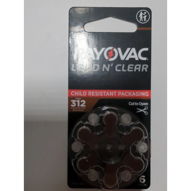 Rayovac Loud N' Clear Size 312 Child Resistant Packaging Hearing