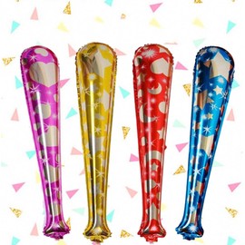 Cheer Stick Balloons, Star and Bell Design, For Sports Spectators, Concerts & Sports Festivals, Lightweight Hand Held, Party Events (Mixed Colors)