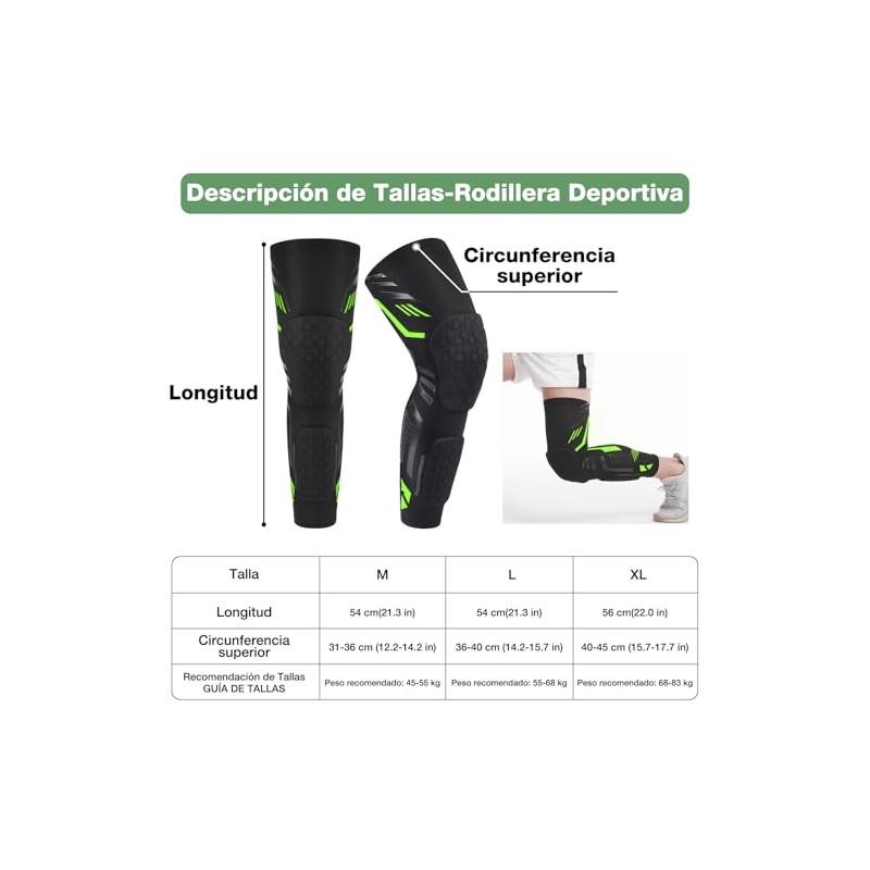 Set de 2 Rodilleras Deportiva, Rodilleras para Gym Protección Articular