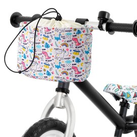 ANZOME Bicycle Basket Front for Children Handlebar Bag with Waterproof Cover, Children's Bicycle Handlebar Basket for Girls Bicycle Accessories Suitable for Most Children's Bicycles, Balance Bike,
