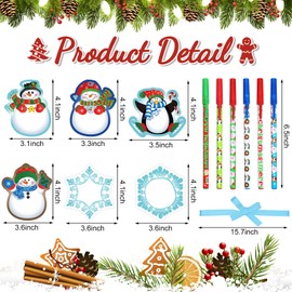 Outus 36 Sets Christmas Notepads with Pens Winter Sticky Notes Ballpoint Pens with Ribbons Snowman Snowflake Mini Pocket Memo Pads Holiday Stationery Gifts for Xmas Goodie Bag Filler Stuffer Classroom