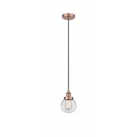 Beacon - 1 Light Mini Pendant in Industrial Style-9.5 Inches Tall and 6 Inches Wide-Antique Copper Finish-Clear Glass Co