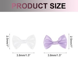 sourcing map 50pcs White & Purple Bow Ties 1.5" x 1" Mini Bowknot for Crafting Little Satin Bow Bulk for DIY Sewing Scrapbooking Wedding Gift Present Home Decoration