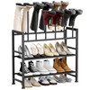 DIMJ Boot Rack 4-Tier - Black Metal Boot Storage Rack