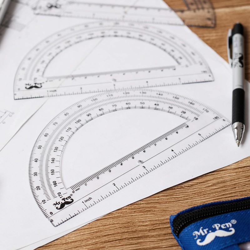 Mr. Pen- Plastic Protractor, 3 Pack, 6 Inch, Clear Protractors