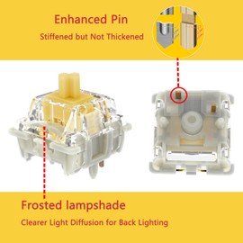 Gateron G Pro 3.0 Yellow Switches for Mechanical Keyboard,5-Pin 50gf Linear/Pre Lubed/Pin Stronger/Silent/RGB Switches(36pcs,Yellow,5-Pin)
