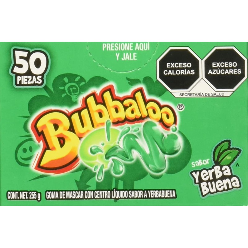 Bubbaloo Yerbabuena. Pepermint Bubbaloo Mexican Chewing Gum - 1 Pack