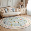 jinchan 8Ft Circle Rug, Floral Washable Carpet Non Slip Indoor,