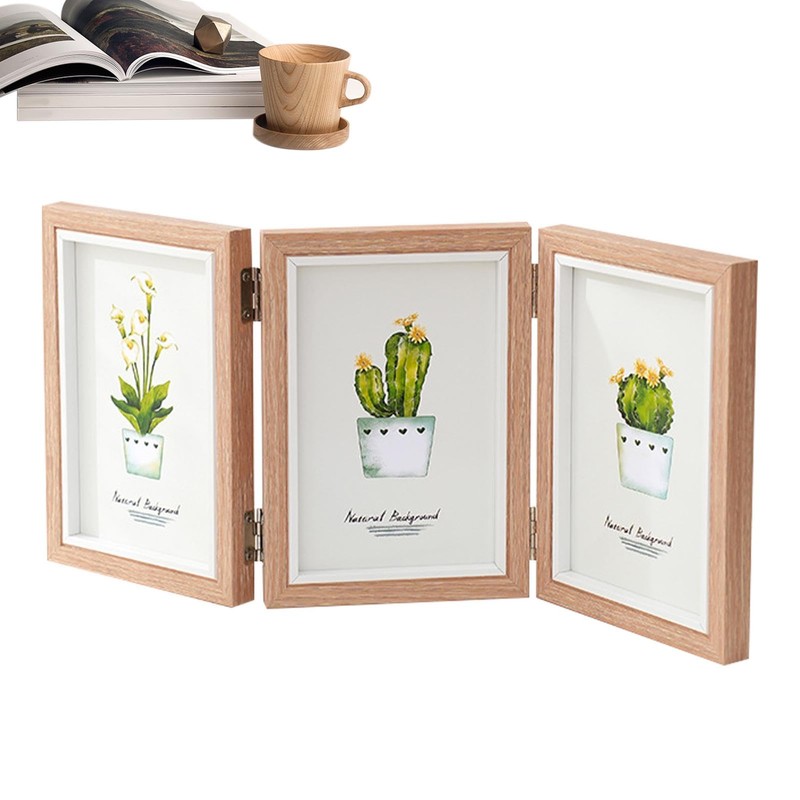 Three Photo Frame | Rustic Hinged Trifold Frame | Family