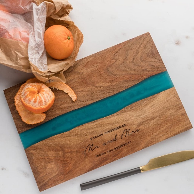 Engraved Resin Cheese Board - 5th Wedding Anniversary for Husband