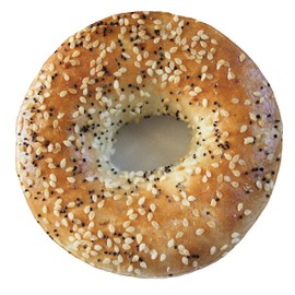 Ambesonne Bagel Round Blanket, Wholegrain Tasty and Poppy Pastry with Sesame Seeds on Food Art Picture, Lightweight Sofa & Bed Cover Gift for Mom from Daughter, 71" Round, Pale Brown and Eggshell