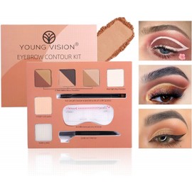 Allphv Kit de polvos para cejas, paleta de trío de cejas, kit de sellos de cejas de 6 colores con 10 plantillas, kit de estampado de cejas para maquillaje de mujer, plantas Paquillaje Para Cejas Perfectas