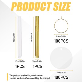 NEETUE 100 Pcs Acrylic Round DIY Wine Charms with 2 Marker Pen, Wine Charms for Glasses, Blank Glass Labels for Party Wedding Birthday Decorations (Clear)