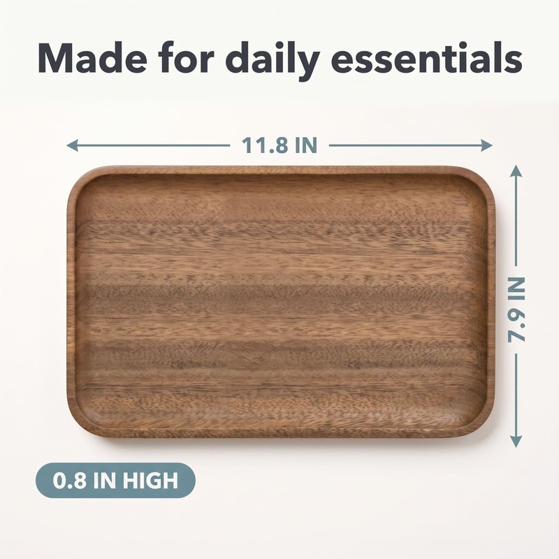 Walnut Wood Valet Tray, Key Tray Organizer, 11.8 x 7.8