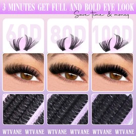 Fluffy Cluster Lashes 40D+60D+100D Individual Eyelash Clusters 240Pcs 12-18mm Individual Cluster Lashes Extensions Volume False Eyelashes Russian D Curl Individual Lashes by Wtvane