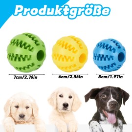 TownTop 3 Stück Hundespielzeug Ball Intelligenz Futterball für Hunde mit Zahnpflege Funktion Bissfestes Spielzeug, Ball aus Naturkautschuk Gummi Hunde Interaktive Bälle, Blau+Gelb+Grün (5/6/7 cm)