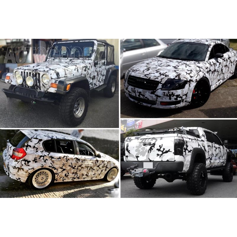 AUTOGOODY 108" x 60" Snow Camo Camouflage Vinyl Film Wrap