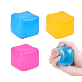 3 Pack Anxiety Annoyance Toys Stress Cubes. Glow-in-The-Dark Soft Gel-Filled Anxiety Relief Toys for Kids, Adults and Teens (3 pcs, red, Yellow and Blue)