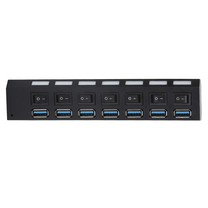 USB Hub 3.0 7‑Port High Speed Splitter Individual Switches Power
