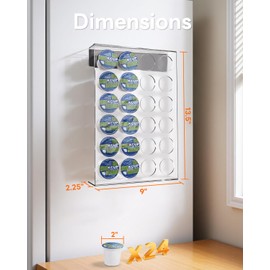 2 Pack Magnetic K Cup Holder for Refrigerator, 24 K-Cup Acrylic Coffee Pod Holder with Magnets, Pod Organizer Storage for Home/Office, Coffee Station Organizer for Fridge, Drawer, 13.5"x9"x2.25"