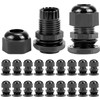 QWORK 1/2" NPT Nylon Cord Grip Cable Glands, Black 20-Pack,
