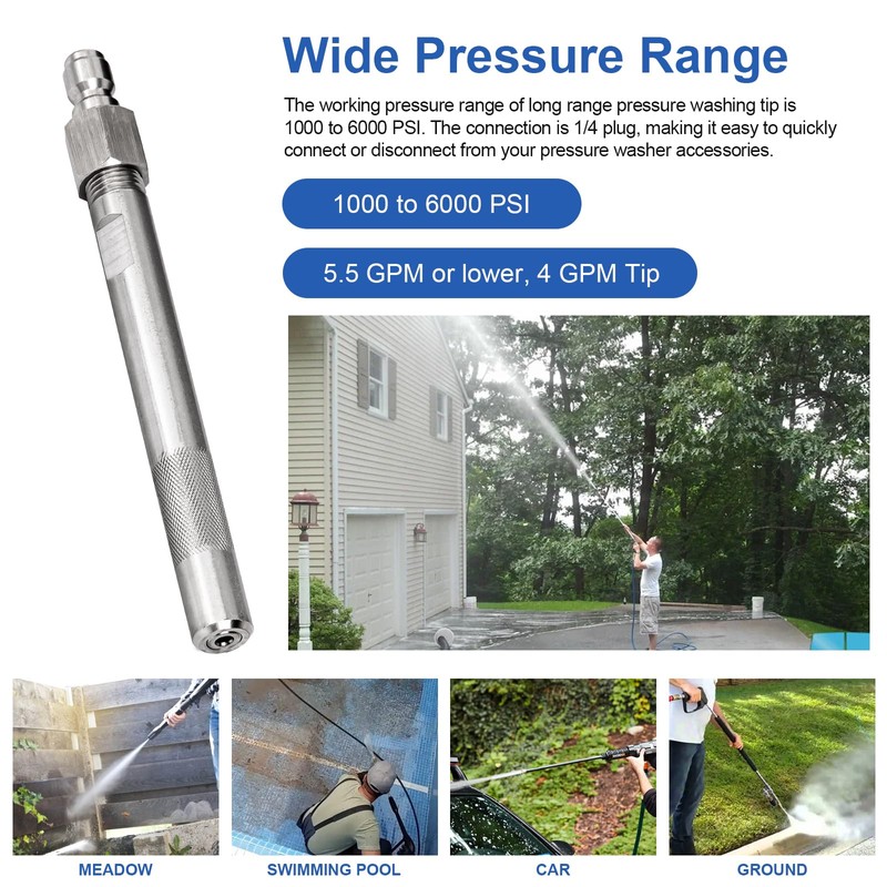 Pressure Washer Long Range Chemical Nozzle for Ladder Saver, Fits
