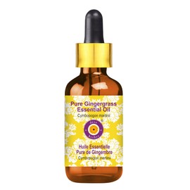 Deve Herbes Pure Gingergrass Essential Oil (Cymbopogon martinii) with Glass Dropper Steam Distilled 100ml (3.38 oz)