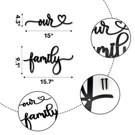 Rajukit Our Family Wall Decor Metal Family Signs Rustic Wall Hanging Decoration for Bedroom Living Room