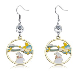 Bunny Earring Animal Jewelry Rabbit lovers Gift Bunny Gift Rabbit Earrings Easter Gift Birthday Friendship Gift Pet Jewelry (Rabbit Ear Blue)