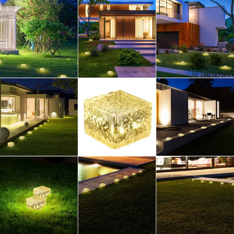 HOFLYW 6 Pack Solar Brick Lights Landscape Path Light Garden