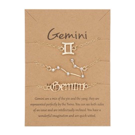 COLORFUL BLING 3 Pcs 12 Constellation Horoscope Bracelet Set 18K Gold Plated Crystal Zodiac Sign Layered Bracelets with Exquisite Letter Astrology Horoscope Card for Women Girl Birthday Jewelry, Crystal Metal, crystal