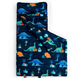 david's kids Toddler Nap Mat Set with Removable Pillow, Ultra Soft Slumber Bags for Boys, Perfect for Preschool, Daycare, Kids Sleeping Bags with Rollup Design, 50"x20", Dinosaur