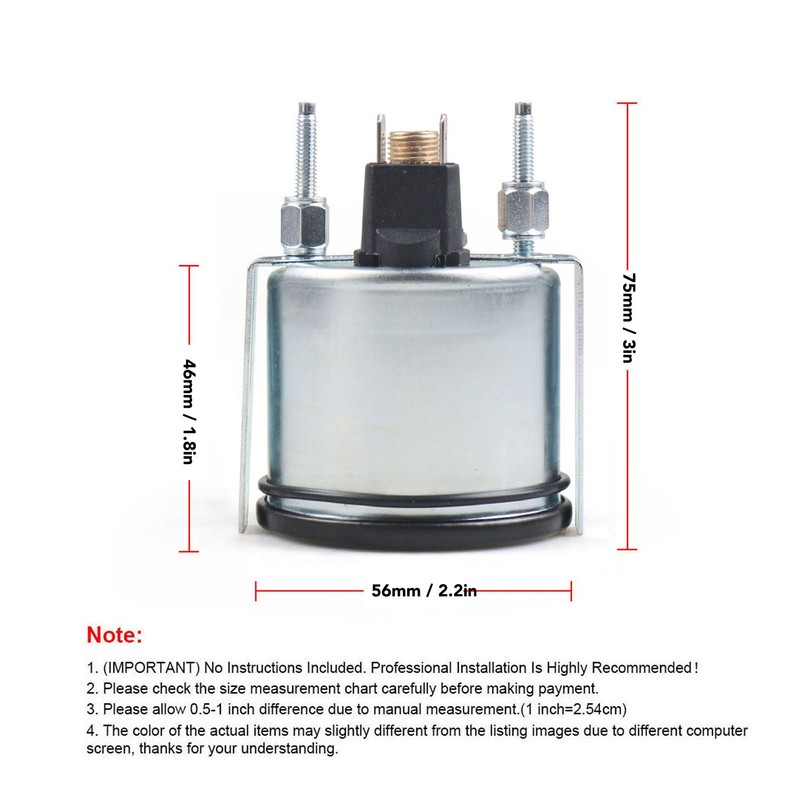 Water Temperature Gauge with Sensor 52mm Dial Pointer Mechanical Water