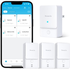 GoveeLife Premium Smart Water Leak Detector 2 with 1968ft Ultra-Long Range, WiFi Water Sensor with SMS/Email/APP Push and Sound Alarm, 5-Year Battery Life, Suitable for Home, Basement, Kitchen, 3 Pack