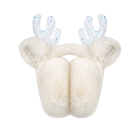 Surblue Cute Elk Animal Earmuffs Winter Warm Outdoor Ear Covers Headband Fur Ear Warmer, White