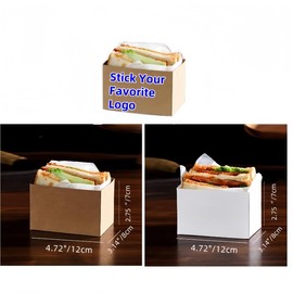 XIZHI 100 Pack Kraft Sandwich Packaging Boxes Sandwich Paper Boxes Take Out Food Containers for Toast, Donuts, Restaurant, Burgers Picnic and Party (Natural White)