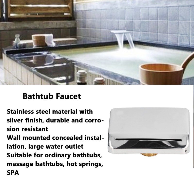 G1/2 Male Thread SPA Bathtub Faucet Stainless Steel Waterfall Spout