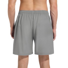 ACHTELEPHS 6 Inch Men's Swimming Trunks with Inner Briefs and Pockets, Quick Dry Breathable Swimming Shorts with Elastic Waistband and Drawstring for Swim Sports Running, Minimal Grey, XL