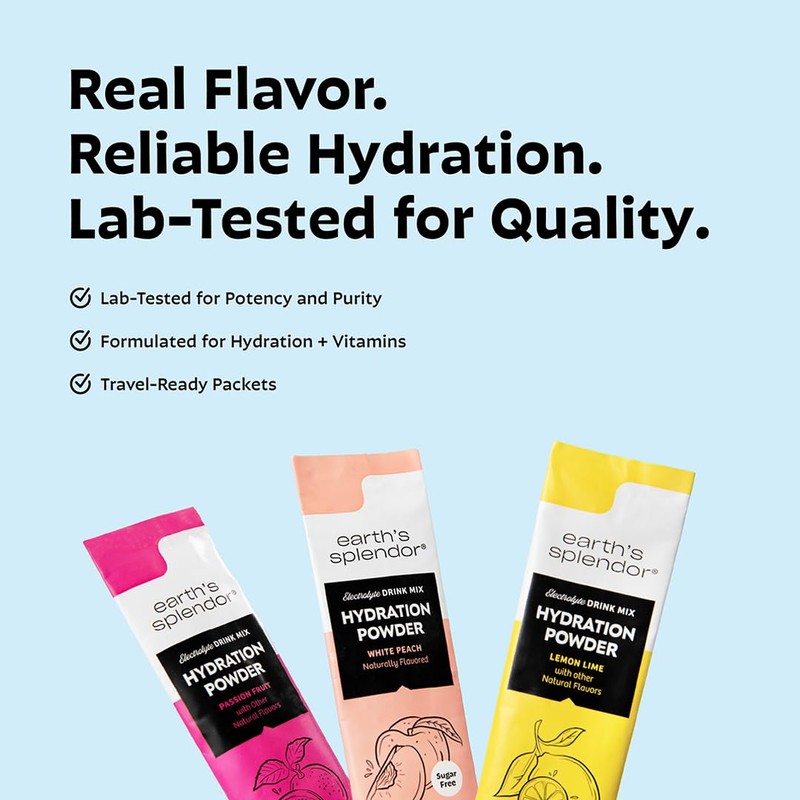 Earth's Splendor Electrolytes Powder Packets Variety - Hydration Sticks with