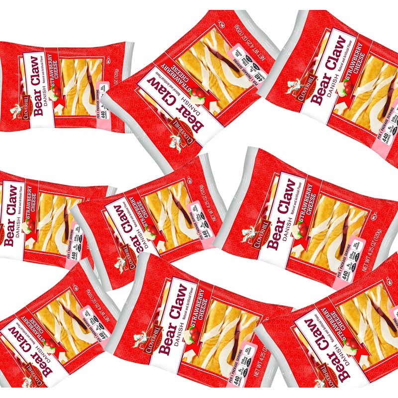 Cloverhill Cherry Cheese Bear Claws | Individually Packaged | 12