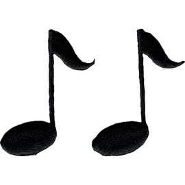 Eighth Notes - Black - 2 Pack - 1.75" - Embroidered Sew or Iron On Patch