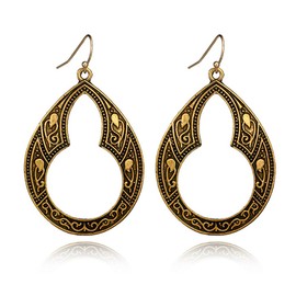 DoubleNine Bronze Ethnic Earrings Antique Teardrop Dangle Retro Earrings Gypsy Vintage Style Wedding Bridal Bohemian Jewelry for Women Girls (gold)