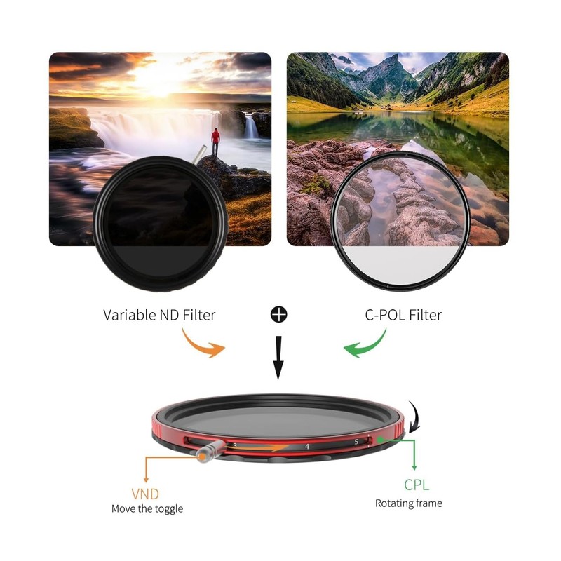 Haida 77mm VND+CPL 2 in 1 ND2-ND128 Adjustable Filter (3-7