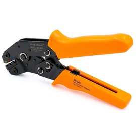 Heschen Mini Ratchet Crimper Plier, SN-02C, Ring & Insulated Terminals Crimping Tools, Use for 0.25-2.5mm² (20-13 AWG), Orange