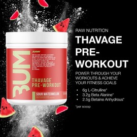 Polvo Pre-Entreno RAW Thavage Sandía Ácida 510g 40 Porciones