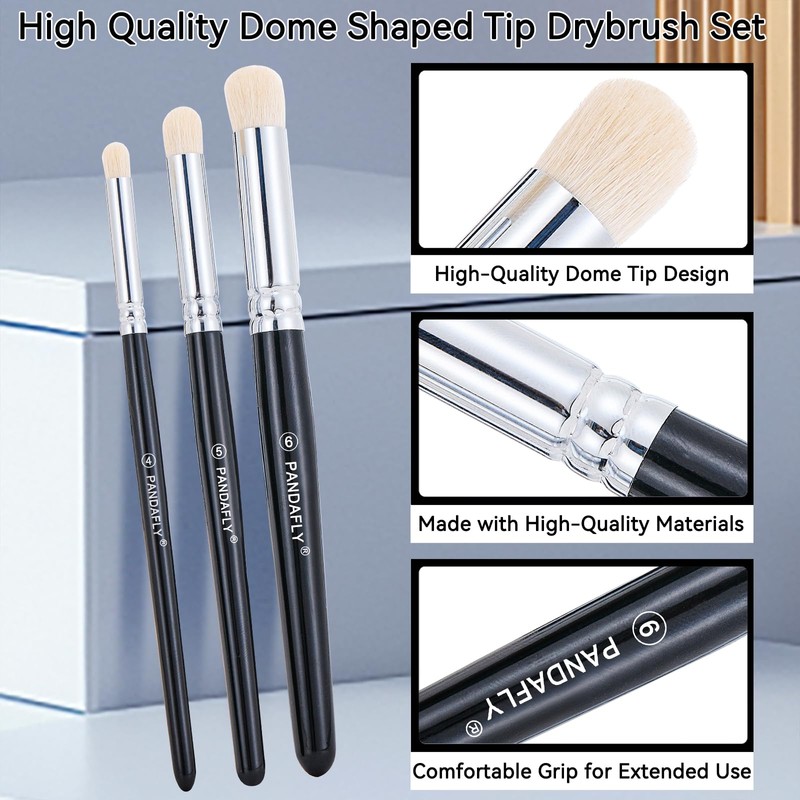 PANDAFLY Drybrush Set - 3 Sizes Hobby Detail Paint Brush