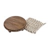 Mud Pie Brown Beaded Trivet & Crochet Pot Set, Trivet